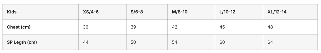 Kids Sizing